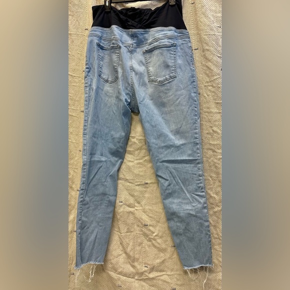 Isabel Maternity Crossover Panel Denim Jeans Size 16 Distressed Raw Hem (b6) - Picture 2 of 3